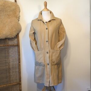 ZARA-Creamy Tan Cotton Button Front Duster Jacket/Coat-Size Small